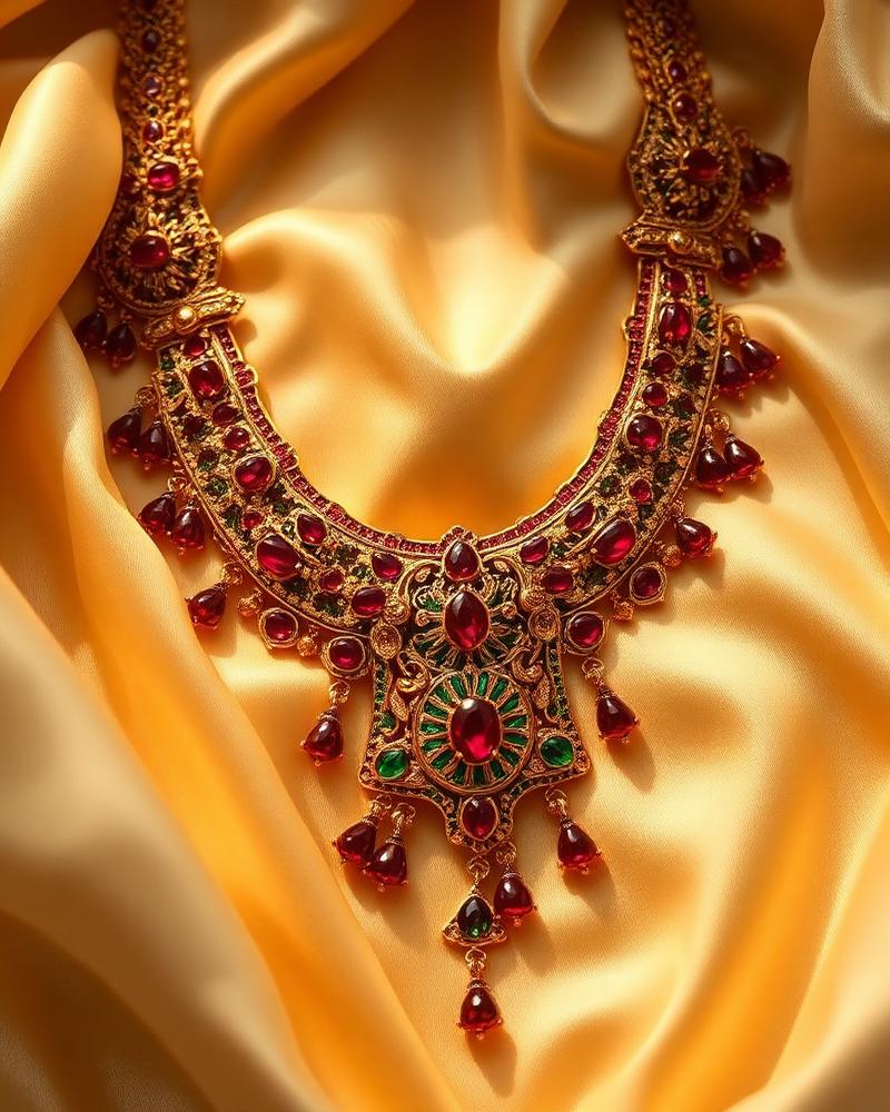 Traditional temple and kundan gold necklaces at Manoj Jeweller